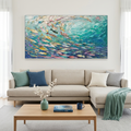 OCEAN CURRENTS: Textured Abstract Seascape Horizontal Canvas