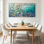 OCEAN CURRENTS: Textured Abstract Seascape Horizontal Canvas