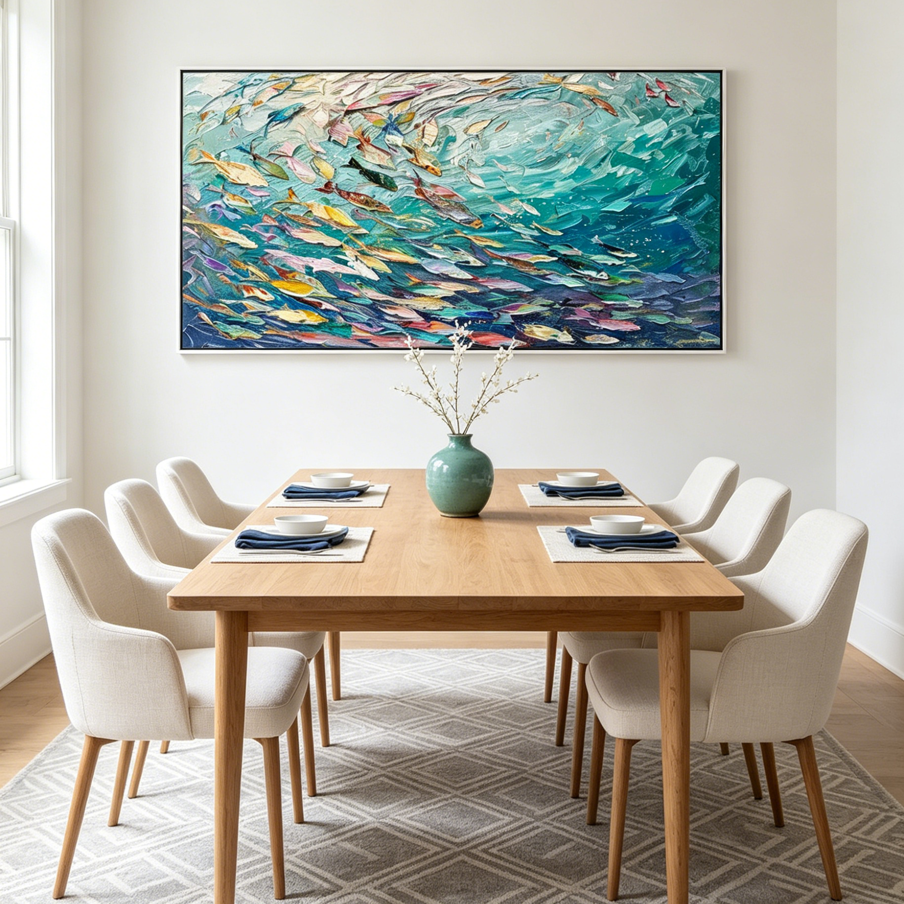 OCEAN CURRENTS: Textured Abstract Seascape Horizontal Canvas