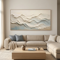 OCEAN ECHOES: Textured Impasto Beige Soft Blue Wave Canvas