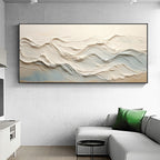 Ocean Echoes: Textured Abstract Oil Painting Canvas Wall Art Decor