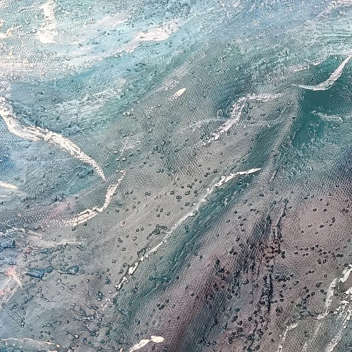 OCEAN’S EMBRACE: Swirling Blue White Vortex Textured Canvas