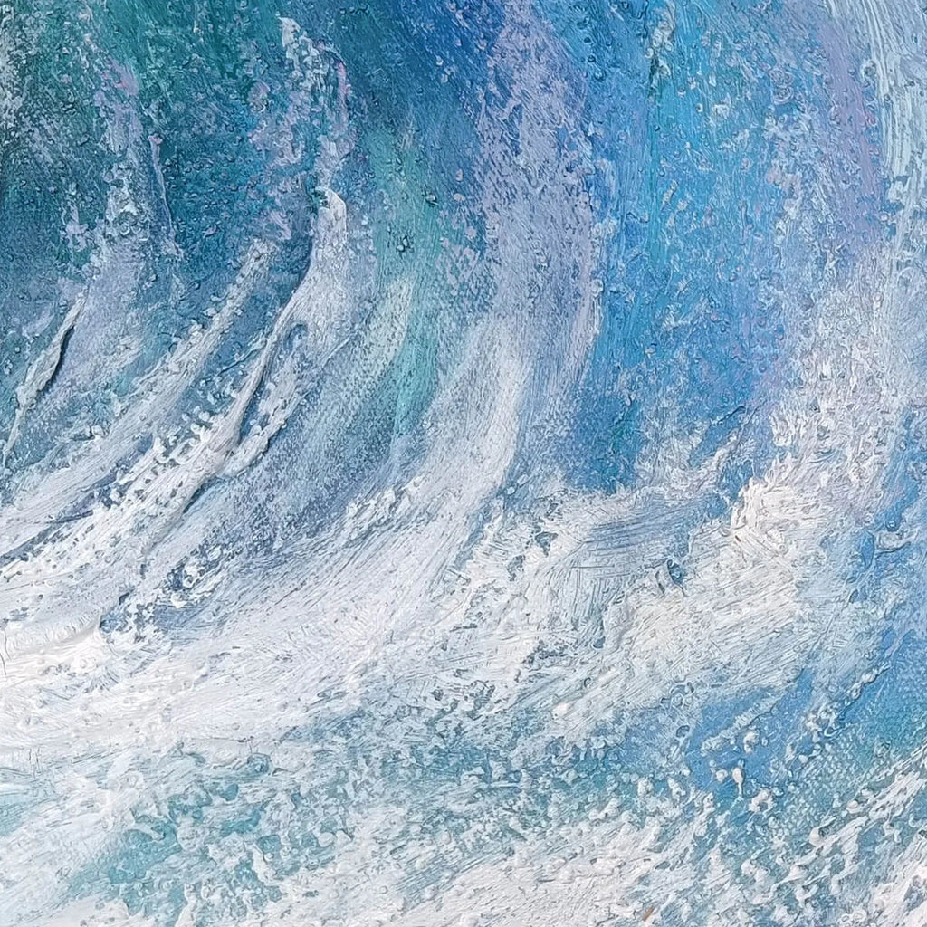 OCEAN’S EMBRACE: Swirling Blue White Vortex Textured Canvas