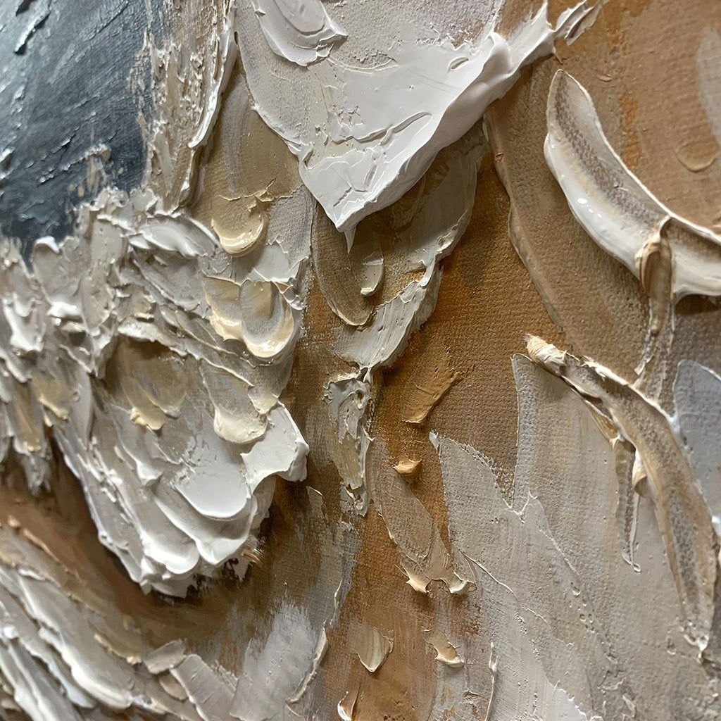 COASTAL CRESCENDO: Waves Sandy Beach Canvas Impasto Canvas