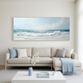 OCEAN WAVES PANORAMIC: Soft Blue Waves Minimalist Texture Canvas