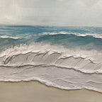 OCEAN WAVES PANORAMIC: Panoramic Ocean Painting, Beach Wall Art