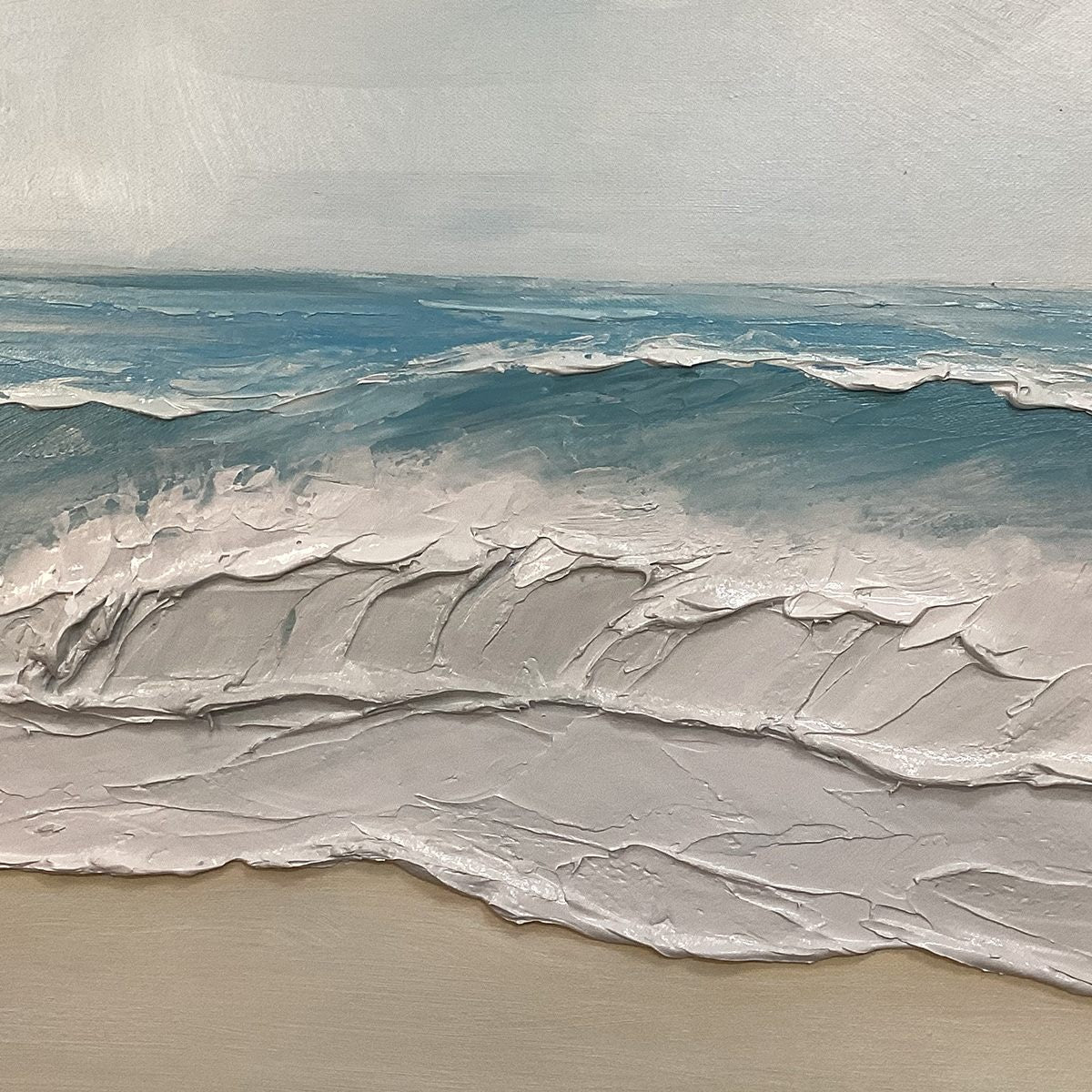 OCEAN WAVES PANORAMIC: Panoramic Ocean Painting, Beach Wall Art