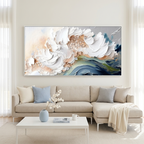 OCEAN WHISPERS: Textured Soft White Cream Blue Waves Seascape Canvas