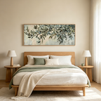 OLIVE BRANCH PANORAMIC: Soft Grey Green Olive Leaf Minimalist Canvas