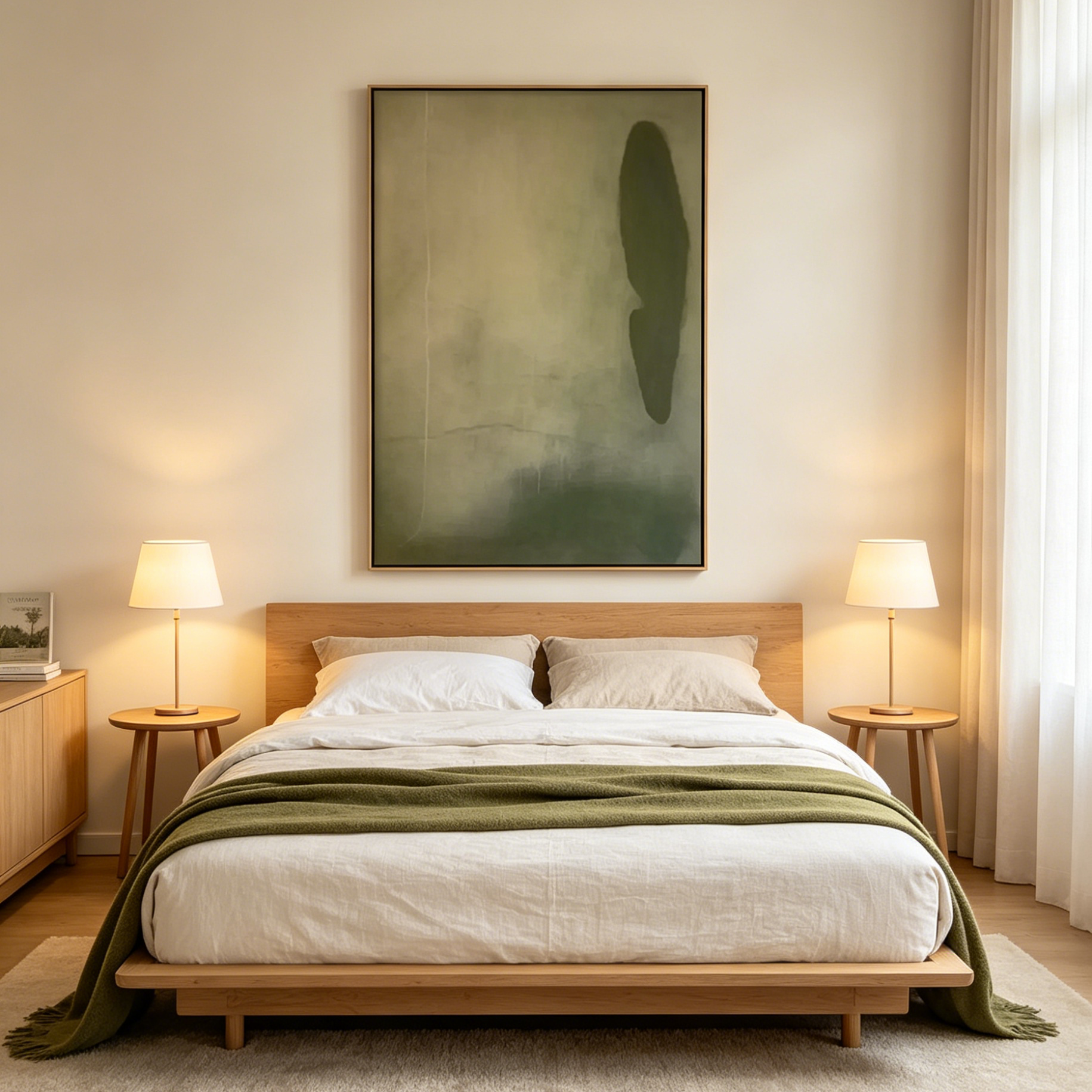 OLIVE SERENITY: Muted Olive Green Textured Minimalist Canvas