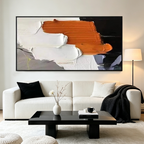 ORANGE BURST: Textured Impasto Bold Orange White Black Canvas