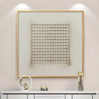 Ordered Chaos: Original Minimalist Grid Oil Painting - Textured Beige White Wall Art