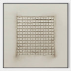 Ordered Chaos: Original Minimalist Grid Oil Painting - Textured Beige White Wall Art
