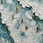 Catching the Wave: Textured Ocean Surf Wall Art Coastal Energy Painting