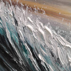 DUSK TIDE: Blue Grey Pink Sunset Ocean Waves Seascape Oil Painting