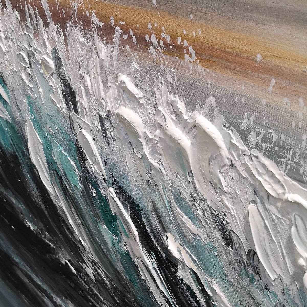 DUSK TIDE: Blue Grey Pink Sunset Ocean Waves Seascape Oil Painting