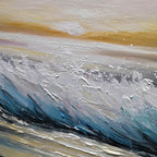 DUSK TIDE: Blue Grey Pink Sunset Ocean Waves Seascape Oil Painting
