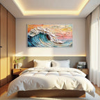 OCEANS EMBRACE: Textured Impasto Ocean Wave Dynamic Movement Canvas