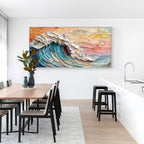 OCEANS EMBRACE: Textured Impasto Ocean Wave Dynamic Movement Canvas