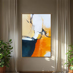 OCHRE FLOW: Textured Impasto Warm Ochre Black White Canvas