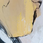 OCHRE FLOW: Textured Impasto Warm Ochre Black White Canvas
