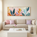 PASTEL BOTANICAL PANORAMIC: Soft Pastel Stylized Floral Canvas