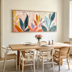 PASTEL BOTANICAL PANORAMIC: Soft Pastel Stylized Floral Canvas