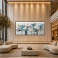 PASTEL DREAM: Soft Pastel Pink Purple Flowers Panoramic Impressionist Canvas