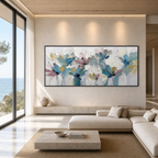 PASTEL DREAM: Soft Pastel Pink Purple Flowers Panoramic Impressionist Canvas