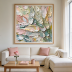 PASTEL FEATHERS: Textured Impasto Dreamy Soft Pastel Hues Canvas