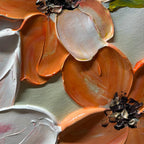 
PEACH BLOSSOM: Textured Impasto Floral Painting in Peach and White