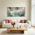 PETAL CASCADE: Impasto Blush Pinks Verdant Greens Whirlwind Canvas