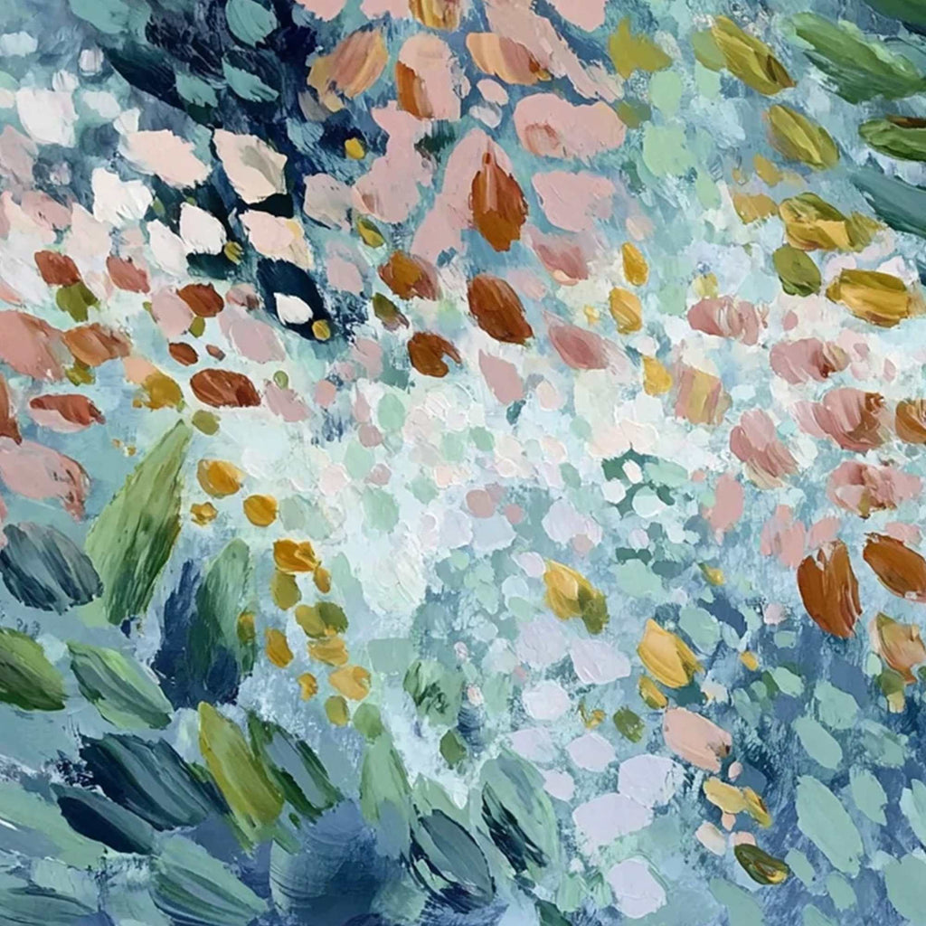PETAL CASCADE: Colorful Abstract Floral Impasto Wall Art