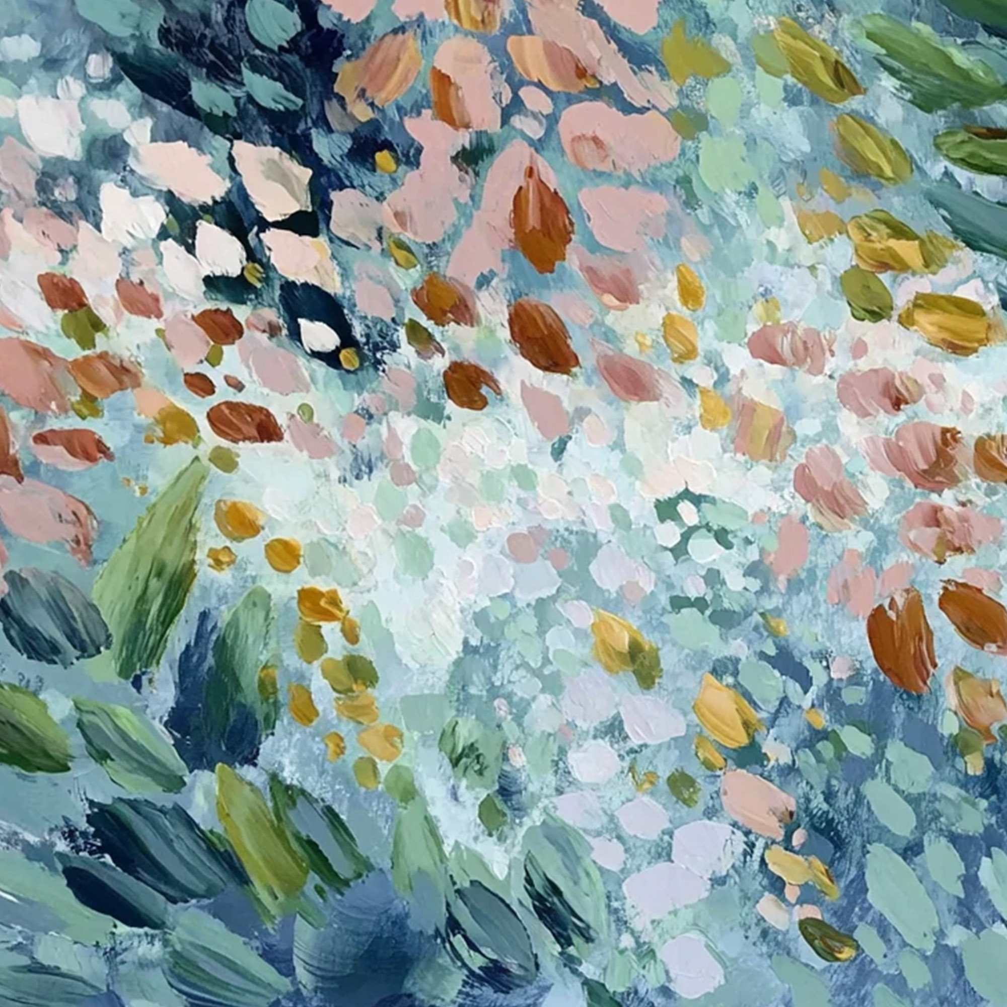 PETAL CASCADE: Colorful Abstract Floral Impasto Wall Art
