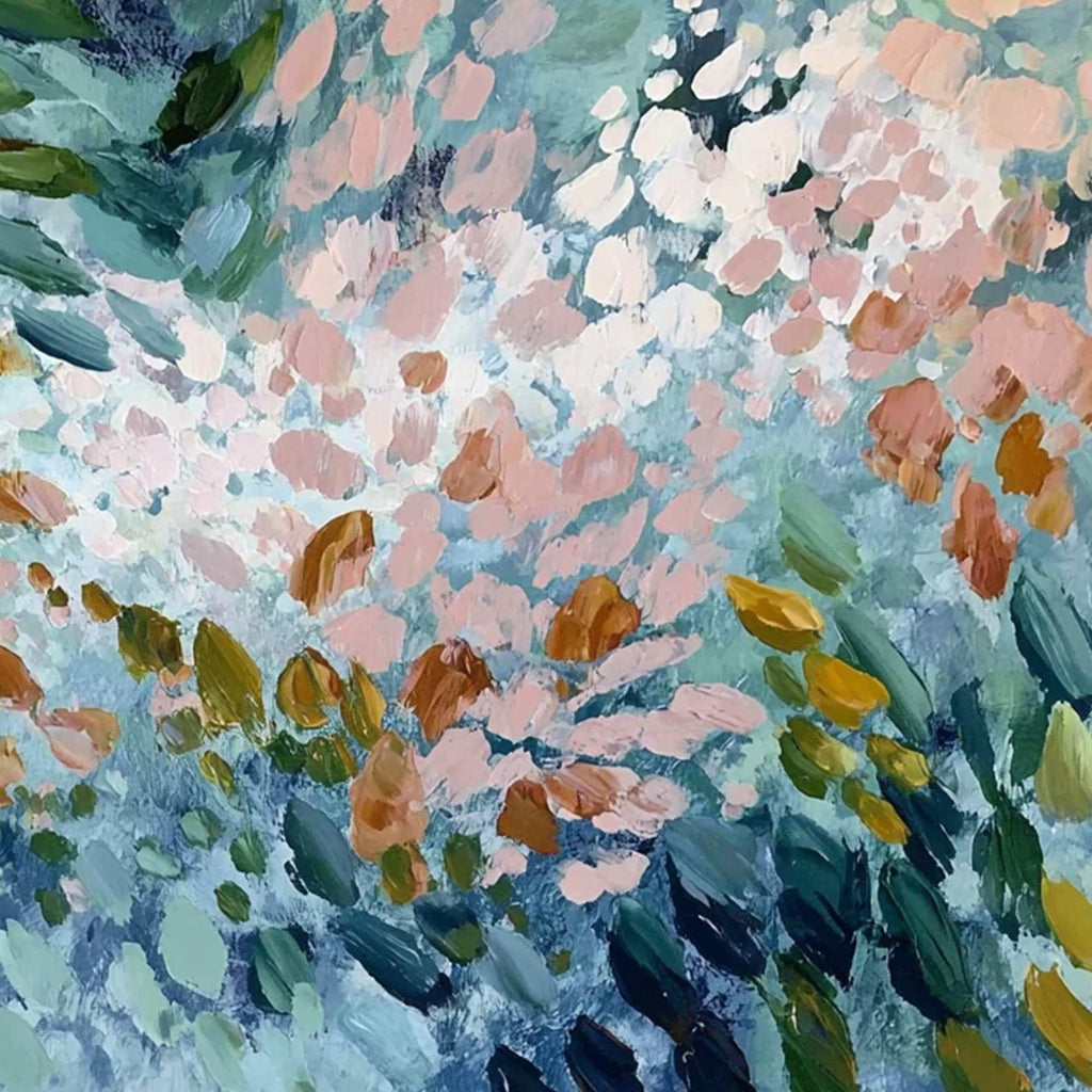 PETAL CASCADE: Colorful Abstract Floral Impasto Wall Art