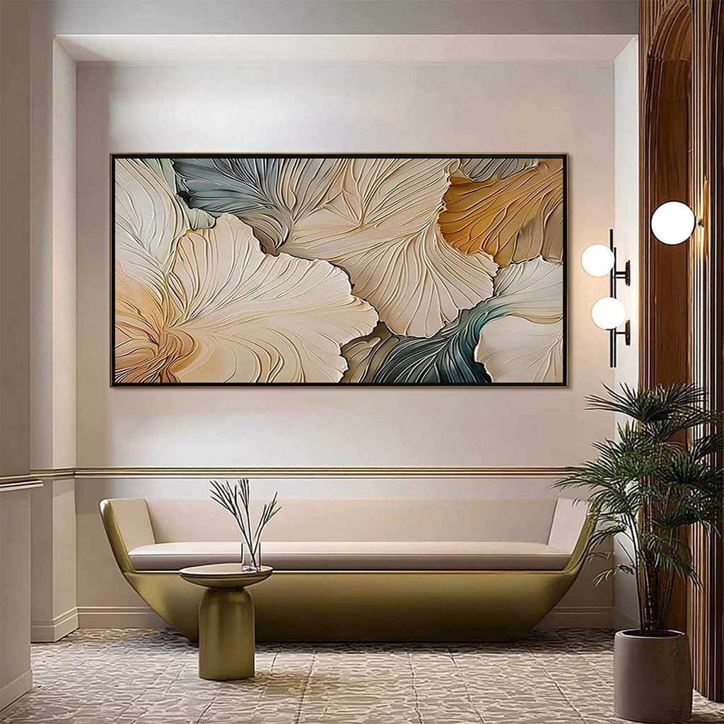 PETAL WHISPERS: Textured Wabi Sabi Abstract Leaf Painting