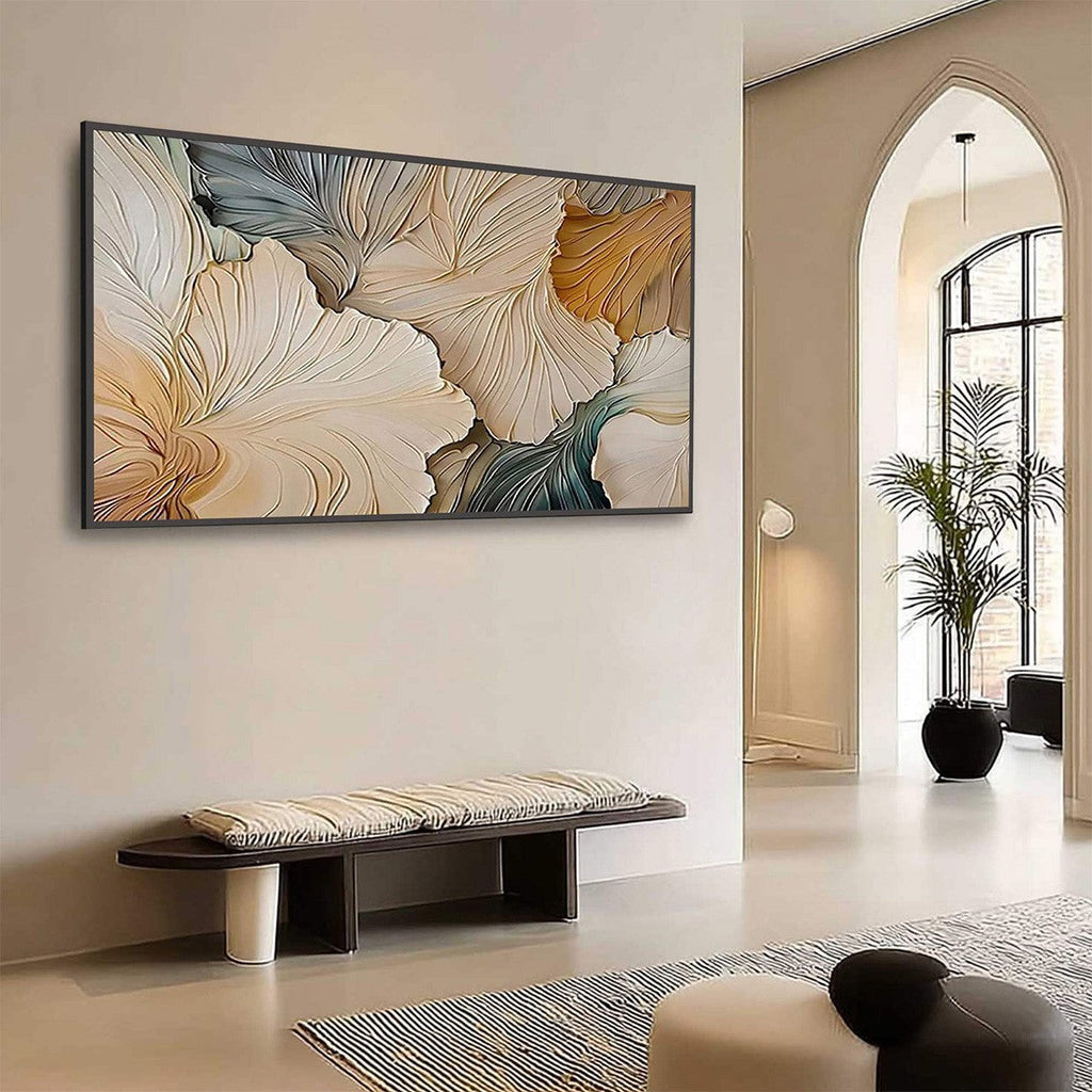 PETAL WHISPERS: Textured Wabi Sabi Abstract Leaf Painting