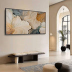 PETAL WHISPERS: Textured Wabi Sabi Abstract Leaf Painting
