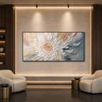 PETAL WHIRL: Textured Neutral Tone Blooming Flower Canvas