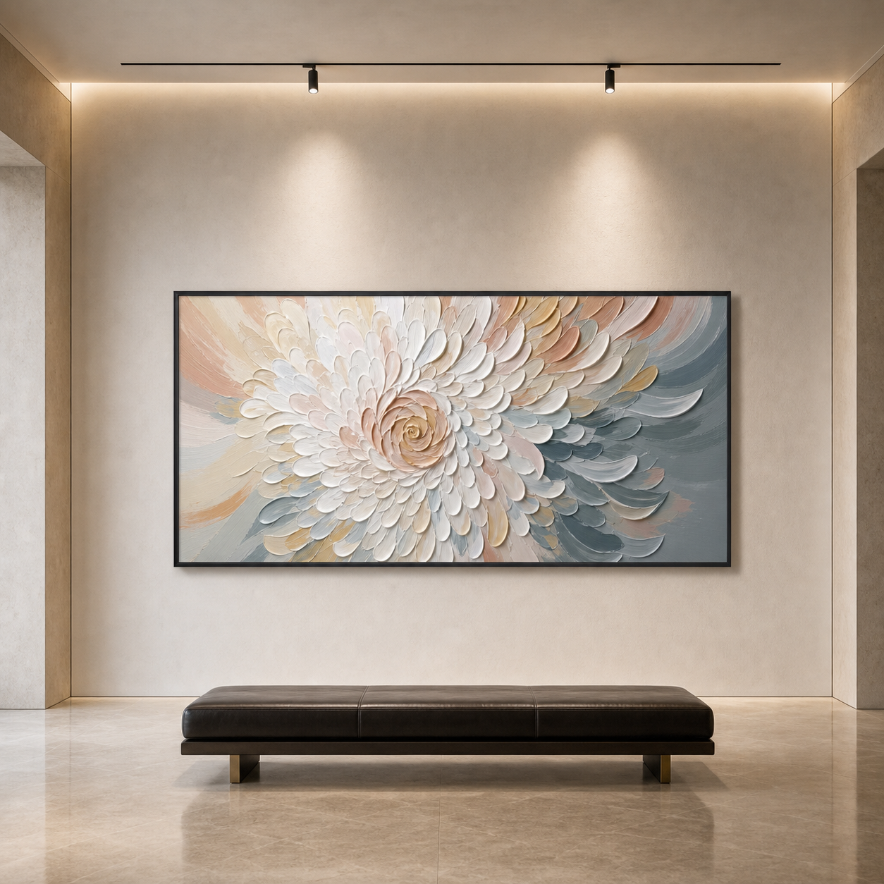 PETAL WHIRL: Textured Neutral Tone Blooming Flower Canvas