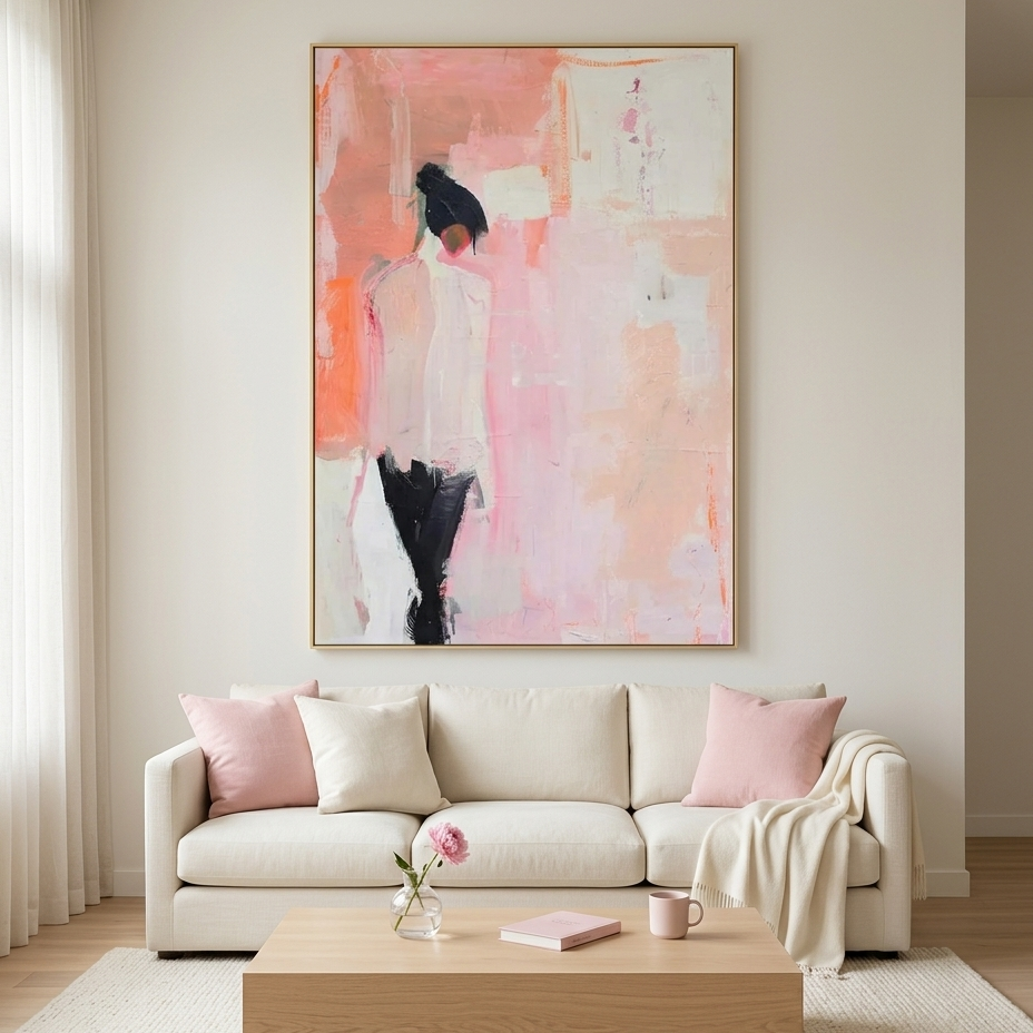PINK ABSTRACT: Soft Pastel Abstract Figure Canvas