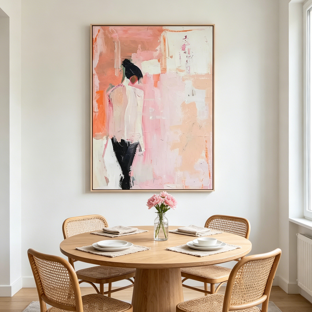 PINK ABSTRACT: Soft Pastel Abstract Figure Canvas
