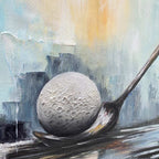 POISED: Textured Minimalist Golf Still Life Painting with Precision Focus