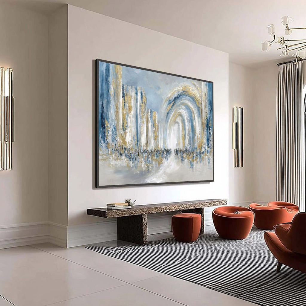PROCESSION: Textured Abstract Painting of a Golden Journey