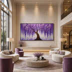 PURPLE WISTERIA: Purple Cascading Blossoms Textured Canvas