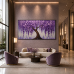 PURPLE WISTERIA: Purple Cascading Blossoms Textured Canvas