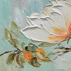 PEONY HARMONY: White Peach Peony Oil Painting