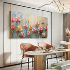 PASTEL ROSE GARDEN: Original Impasto Pink Yellow Cream Floral Canvas