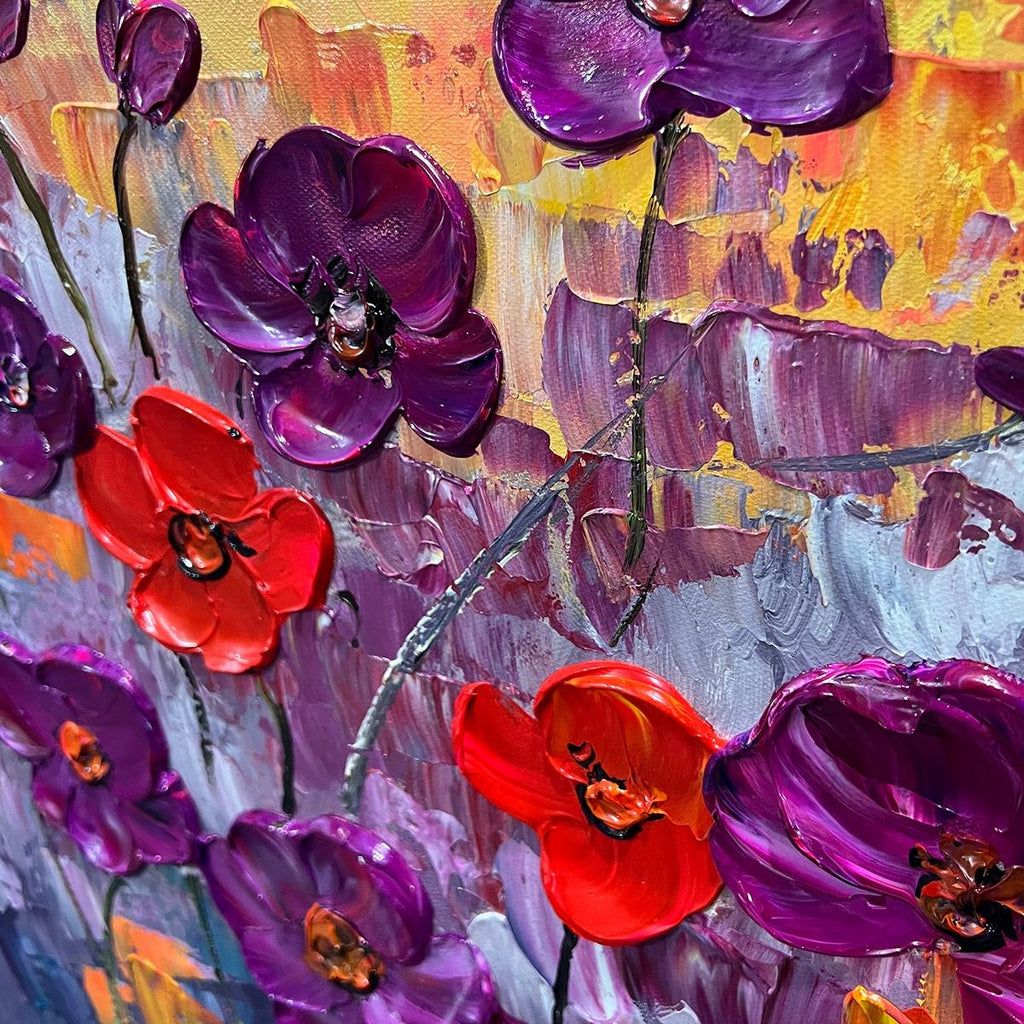 POPPY FIELD SYMPHONY: Multicolor Floral Oil Painting