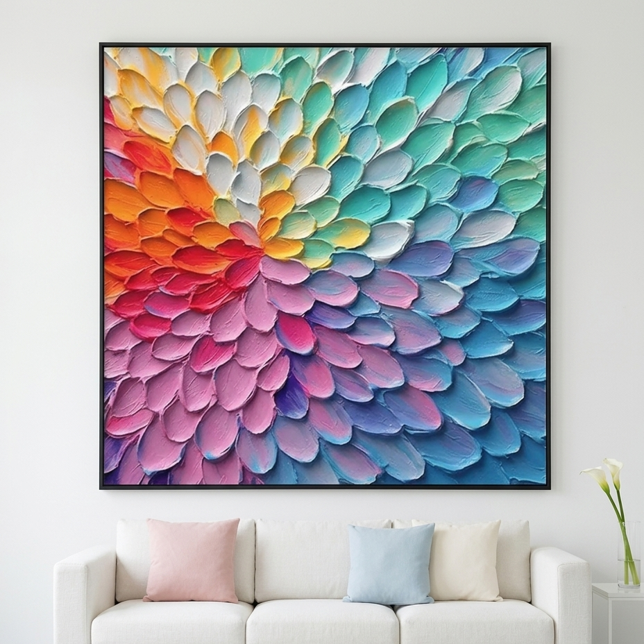 RAINBOW BURST: Impasto Vibrant Color Explosion Canvas